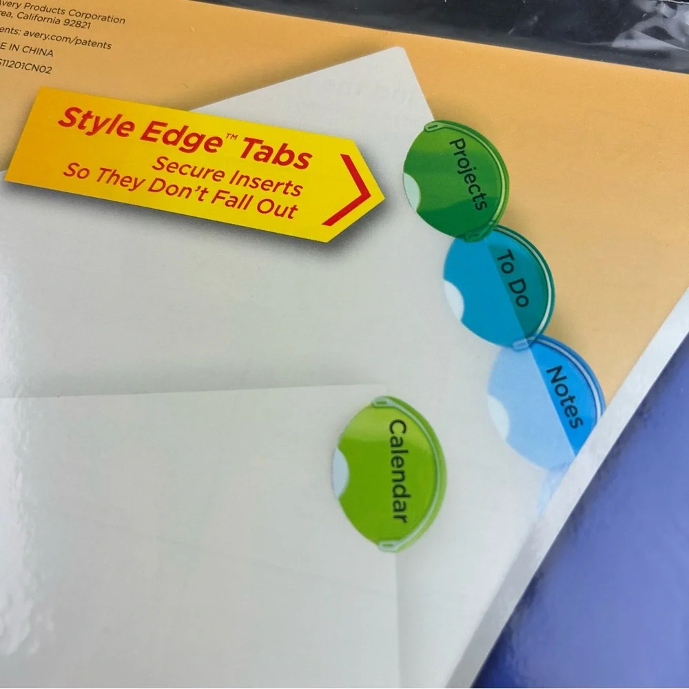 Avery 8 Tab Insertable Style Edge Plastic Dividers 11201 **Lot of 4**